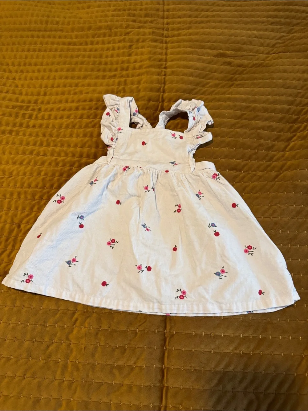 GAP White Cotton Dress with Pink & Red Floral Motif